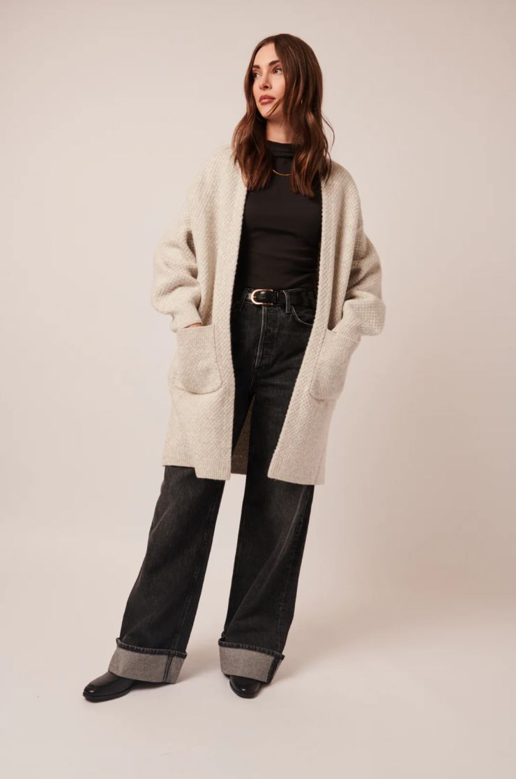 LINE Shiloh Long Open Cardigan in Mineral