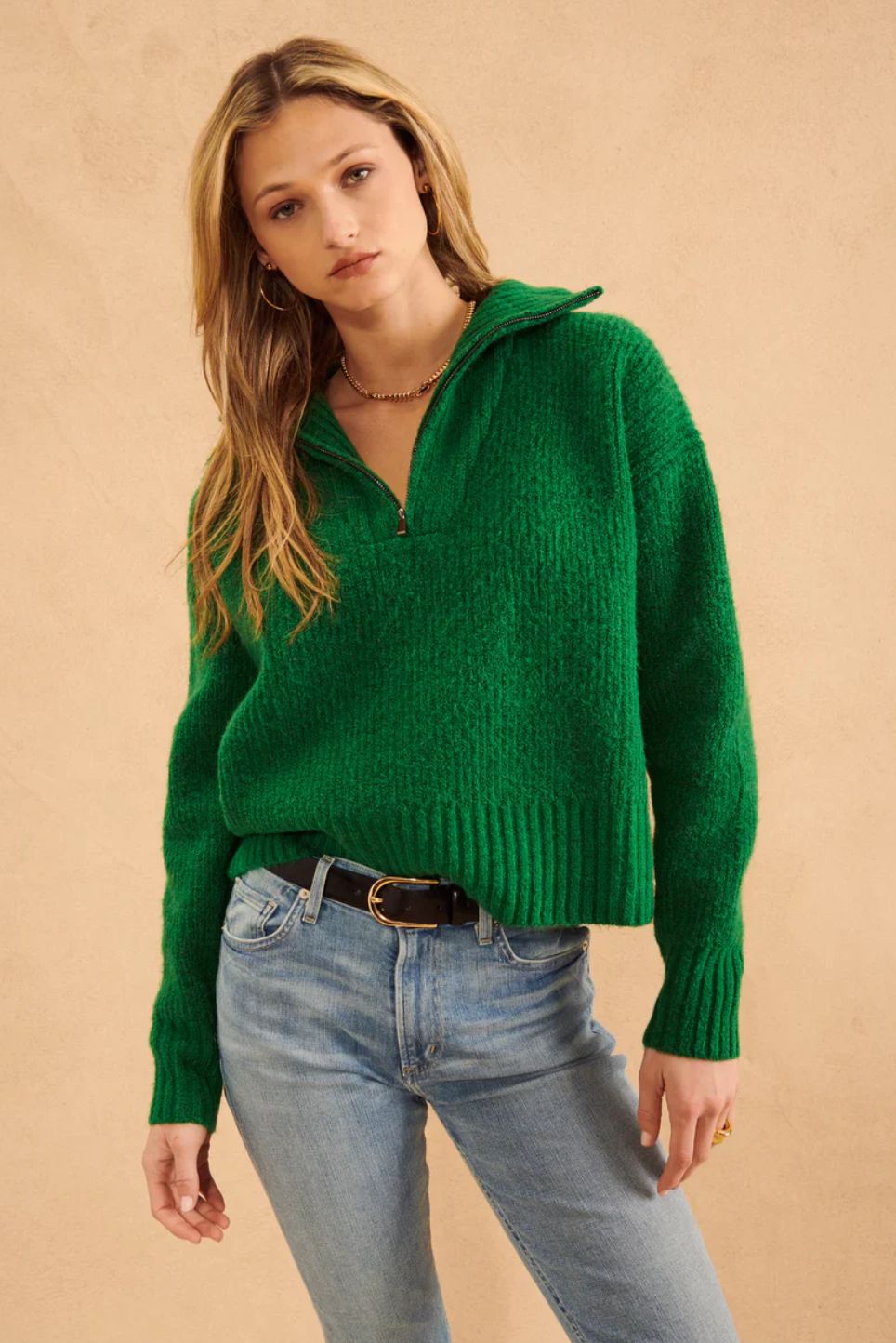 John + Jenn Atlas Quarter-Zip Rib Sweater