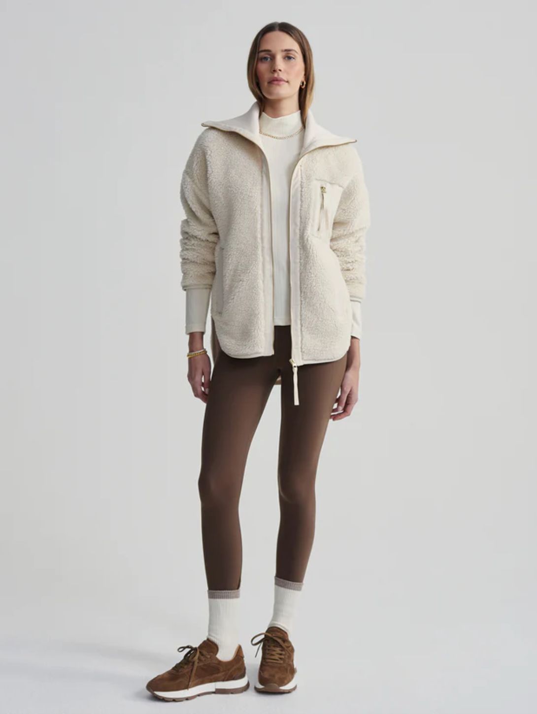 Varley Myla Zip-Through Jacket in Sandshell