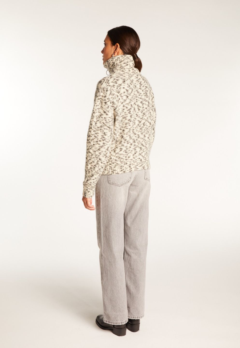 Maison Montagut Valentine Zip-up Sweater in Leo Ecru