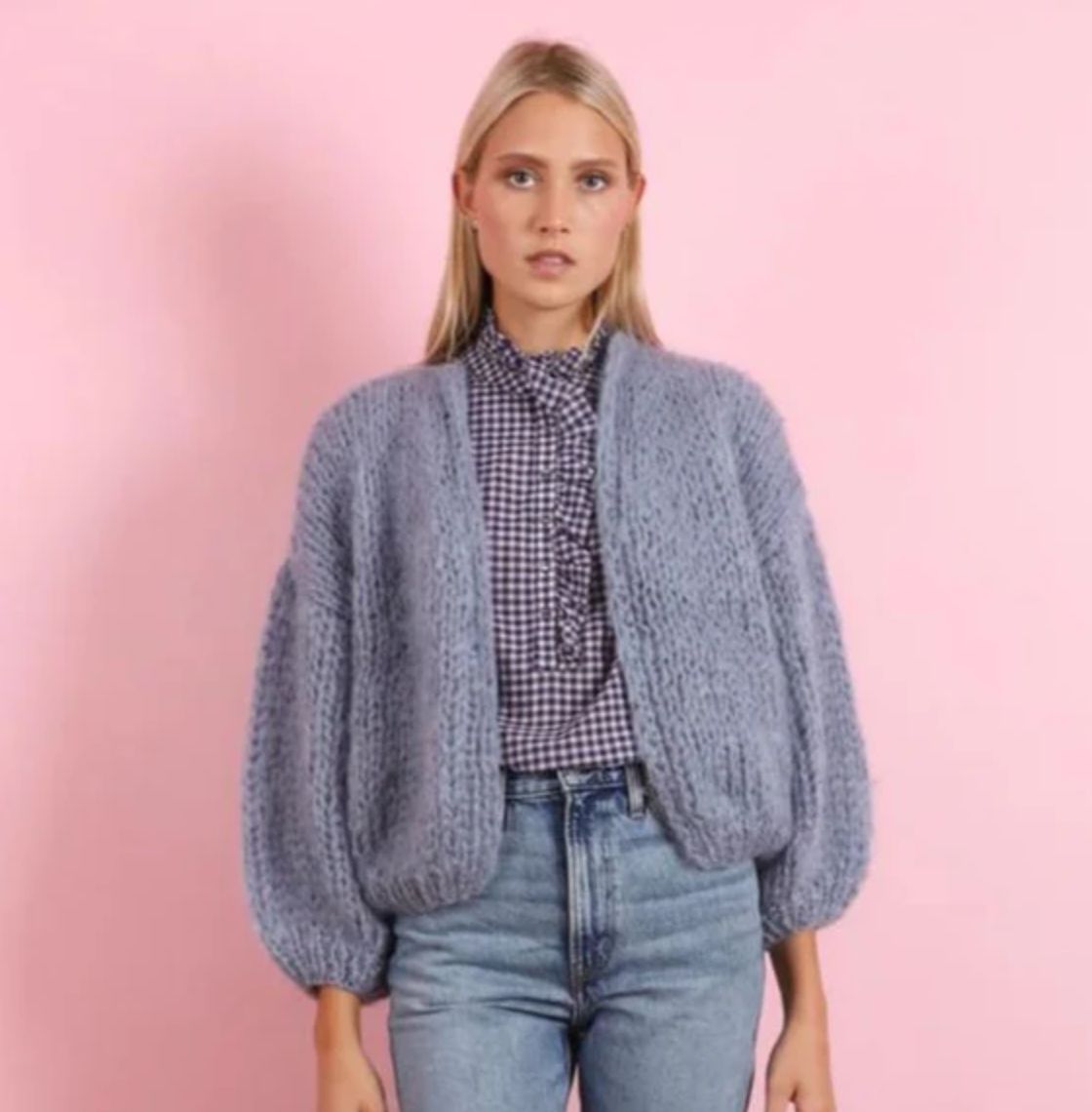 Maiami Mohair Bomber Cardi in Dusty Purple
