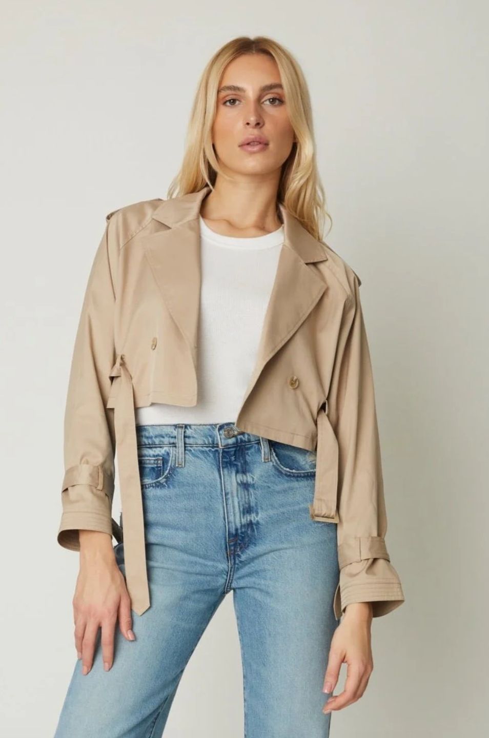 JS71 Olivia Cropped Trench in Khaki