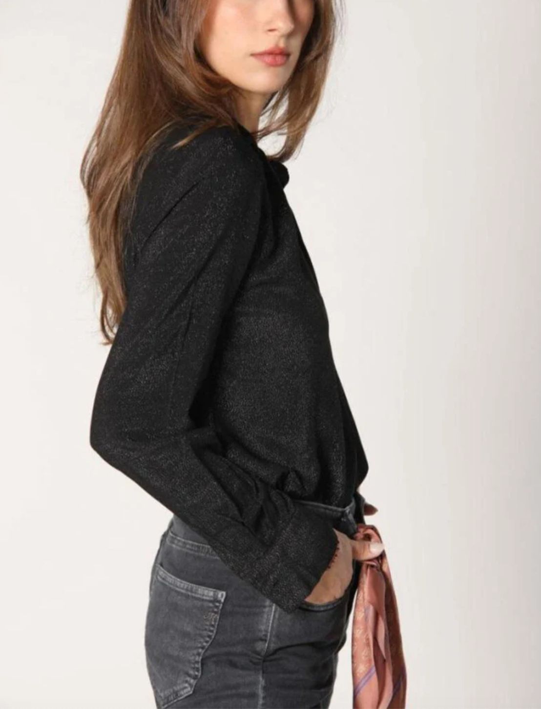 Mason&#39;s Adele W Blouse in Black with Silver Metallic