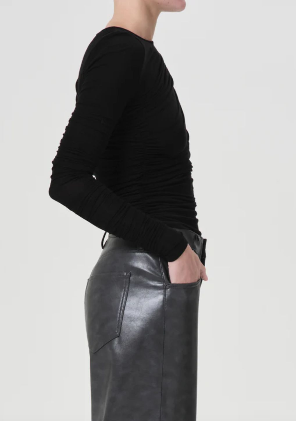 AGolde Tania Twist Tee in Black