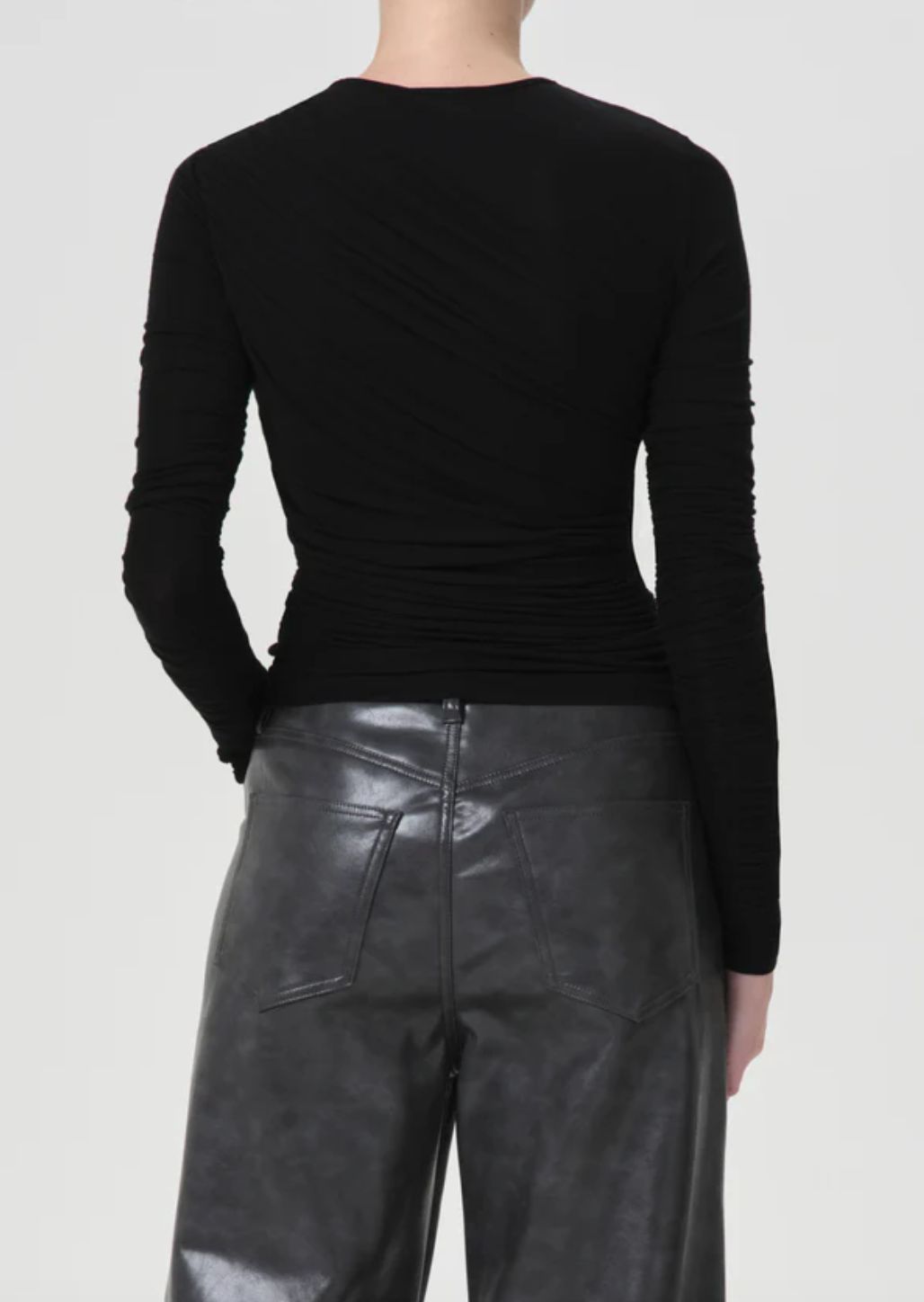 AGolde Tania Twist Tee in Black