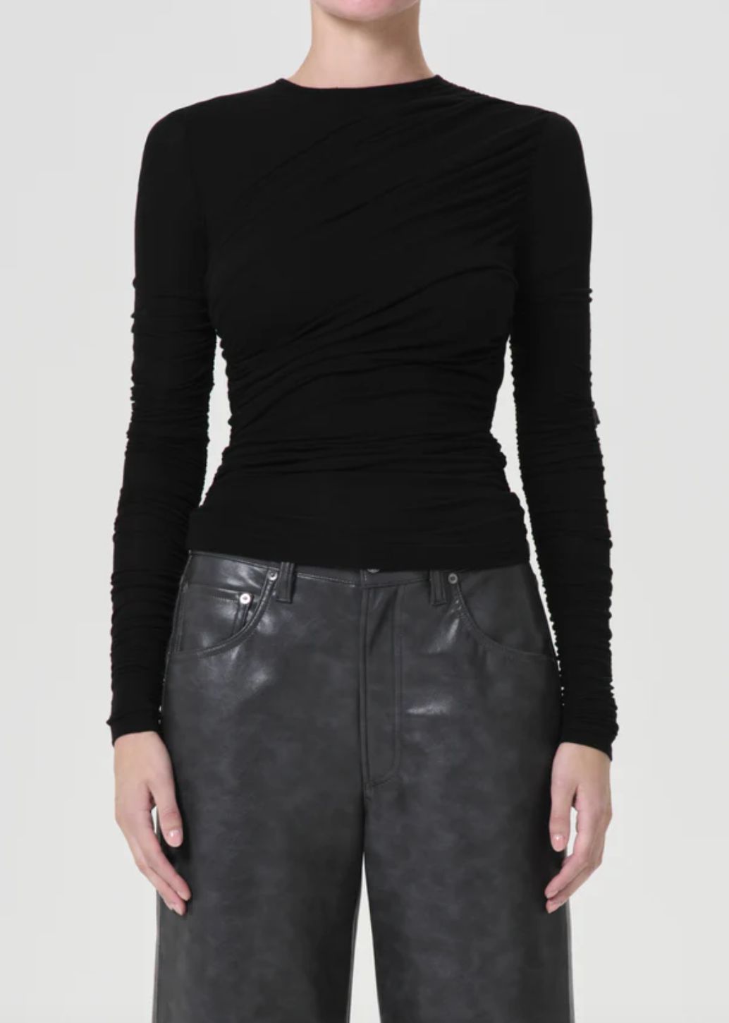 AGolde Tania Twist Tee in Black