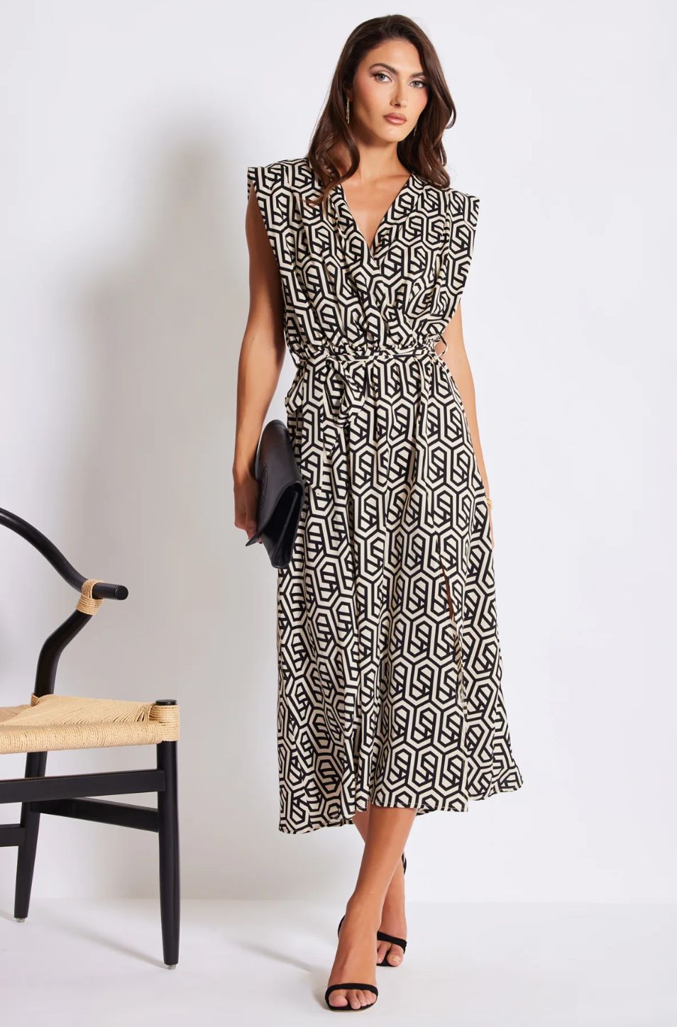 Bishop + Young Aries Wrap Dress Geo Print