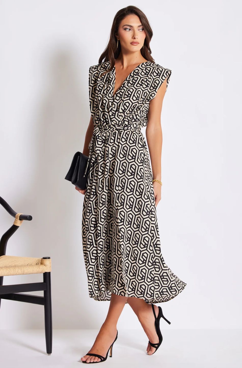 Bishop + Young Aries Wrap Dress Geo Print