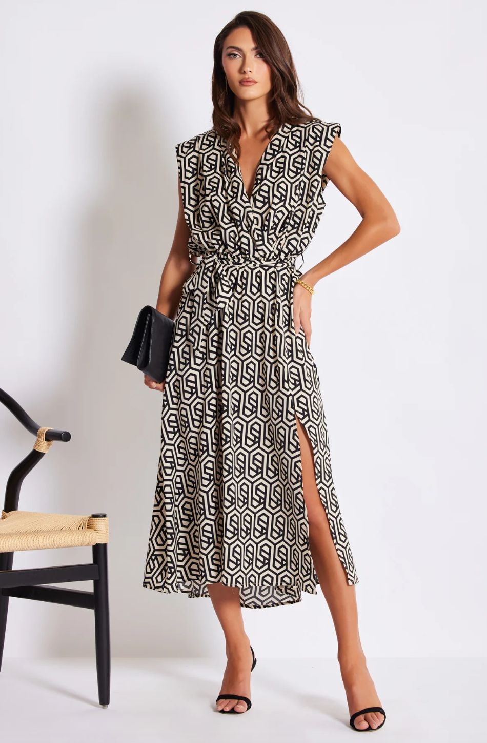 Bishop + Young Aries Wrap Dress Geo Print