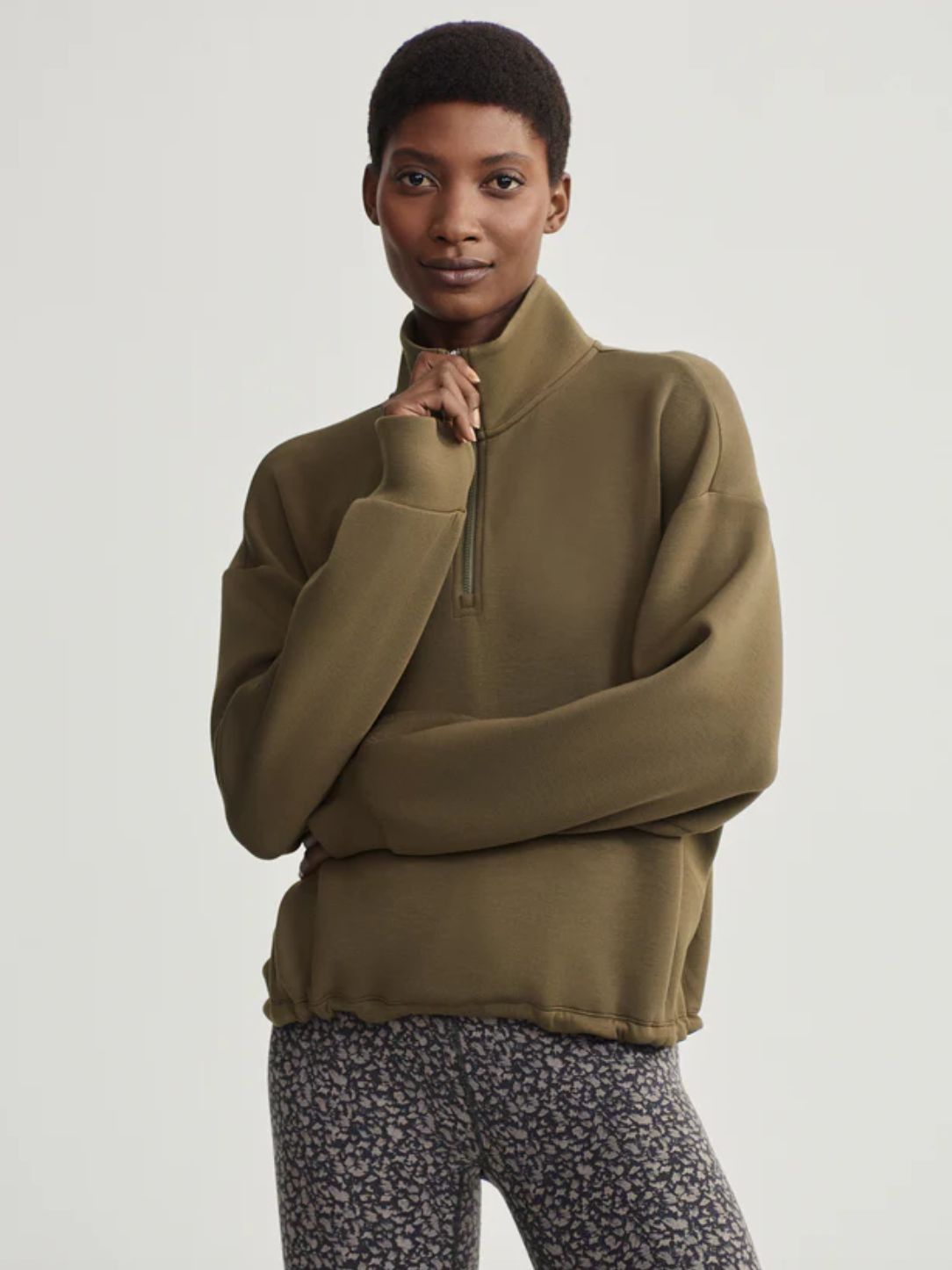 Varley Sian Cropped Half-Zip Midlayer