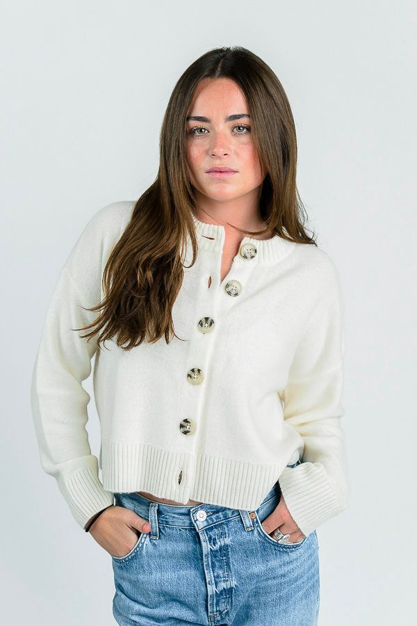Archer Nina Crew Cardigan, Color: Oatmeal, Size: XS