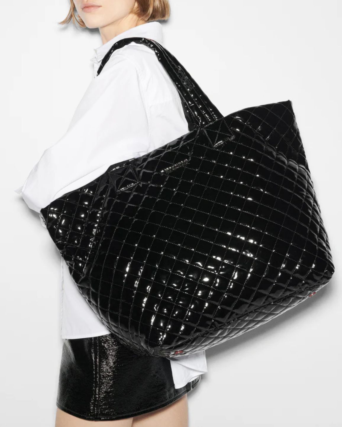 MZ Wallace Large Metro Tote Deluxe in Black Lacquer