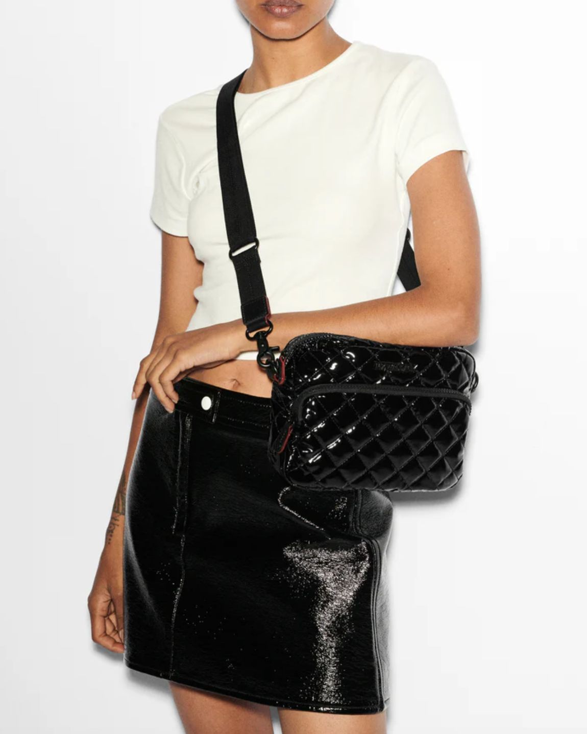 MZ Wallace Small Camera Bag in Black Lacquer