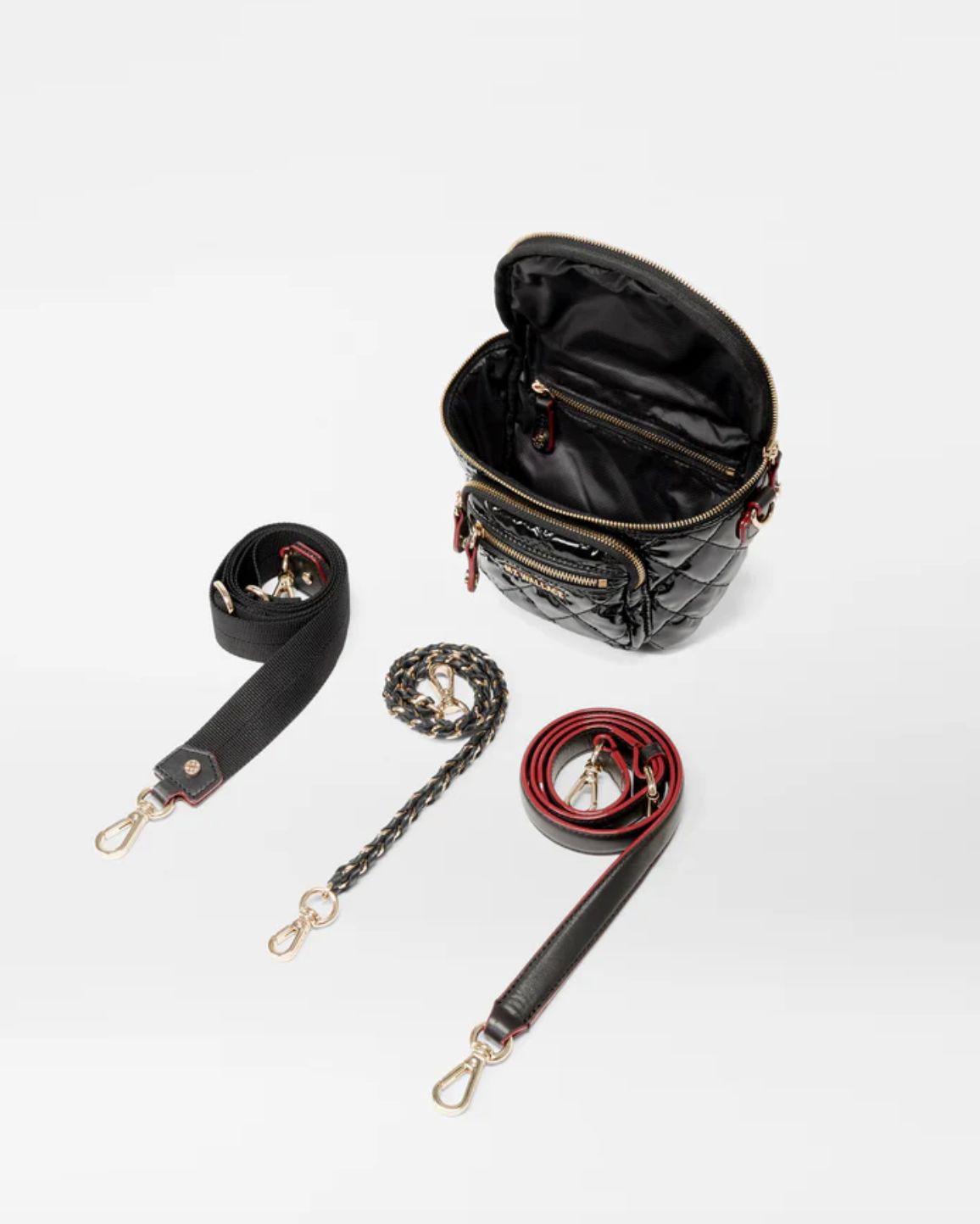 MZ Wallace Micro Crosby Sling in Black Lacquer