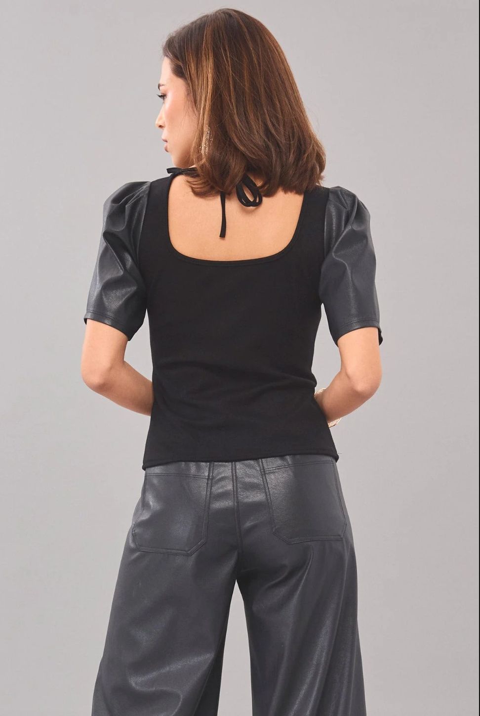 Lola &amp; Sophie Ponte Leather Corset Top