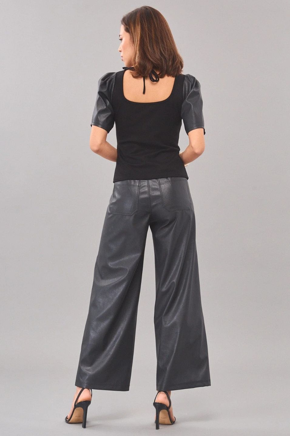 Lola &amp; Sophie Ponte Leather Corset Top