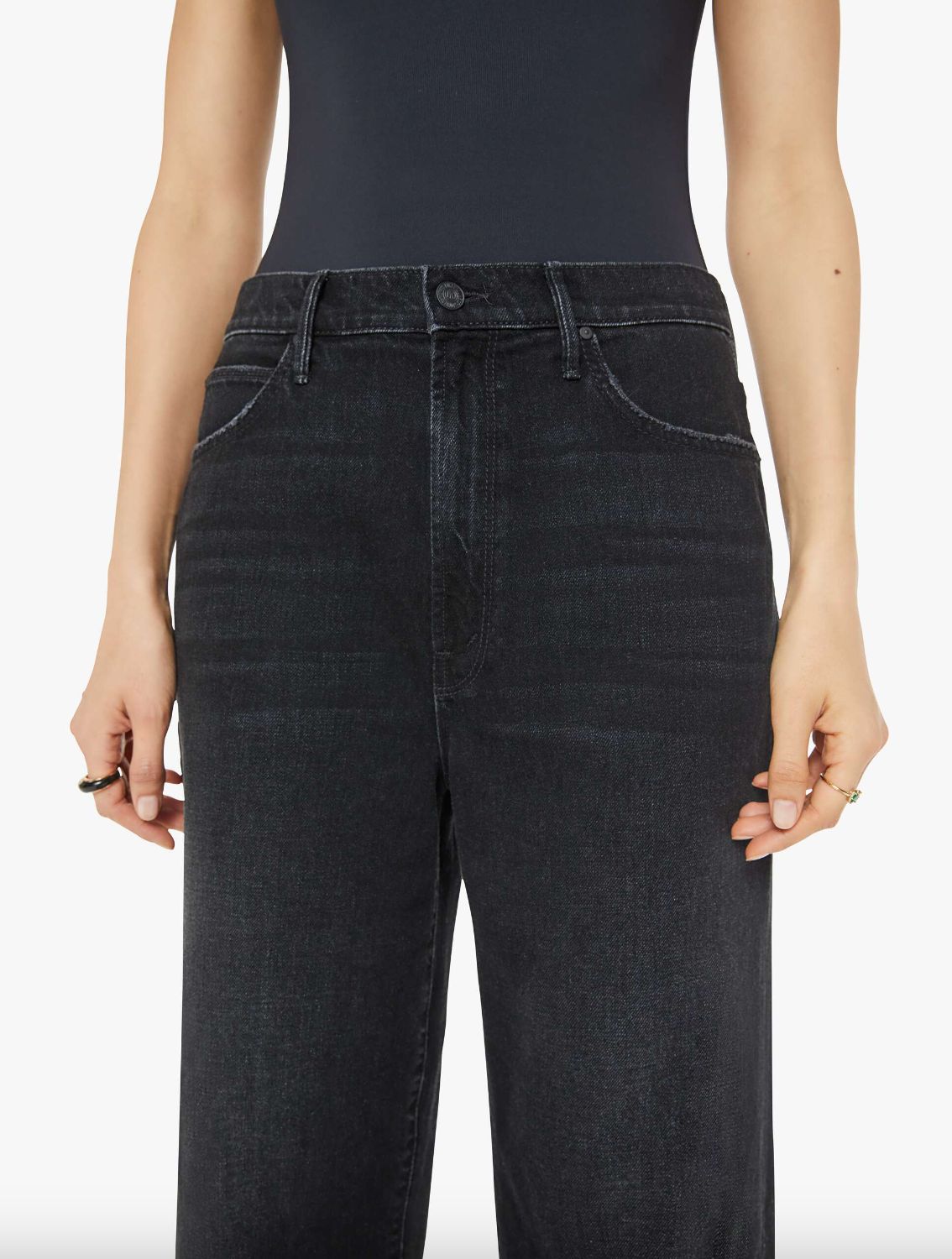 Mother Spitfire Ankle Fray Jean in Black Magic
