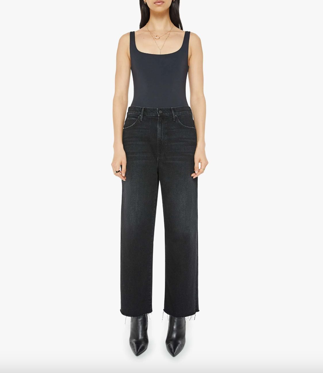 Mother Spitfire Ankle Fray Jean in Black Magic