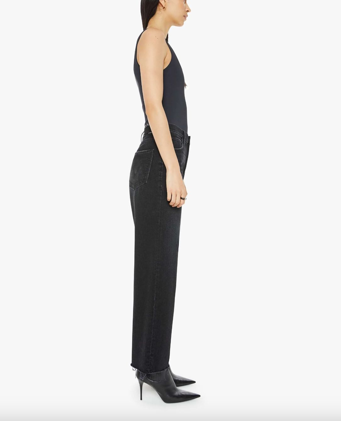 Mother Spitfire Ankle Fray Jean in Black Magic