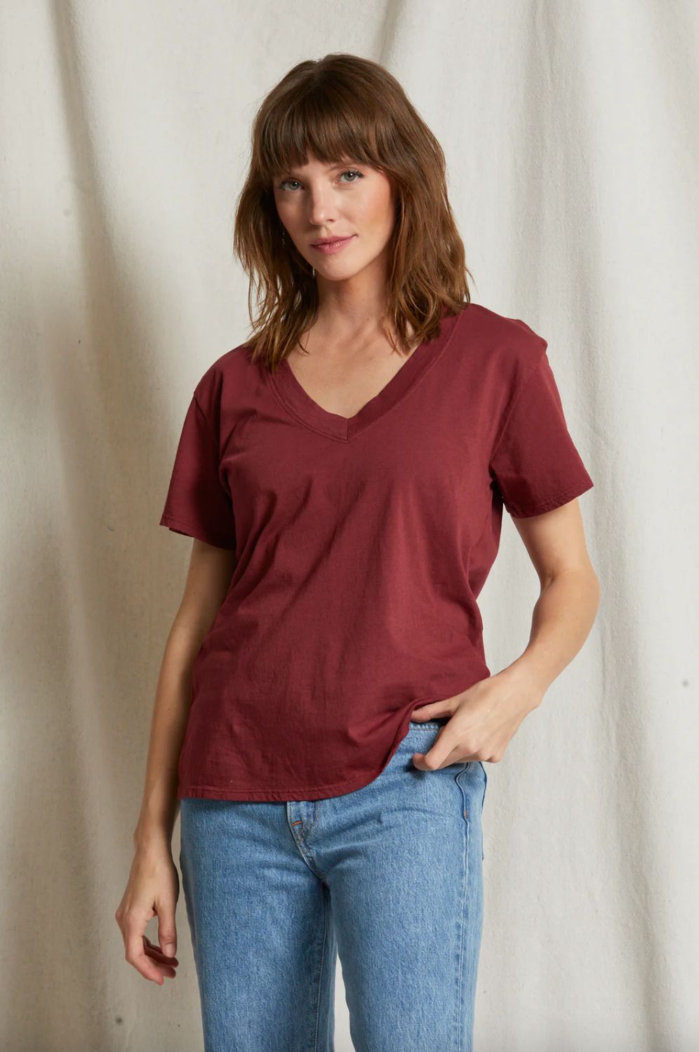 Perfect White Tee Hendrix Boxy V Neck Tee