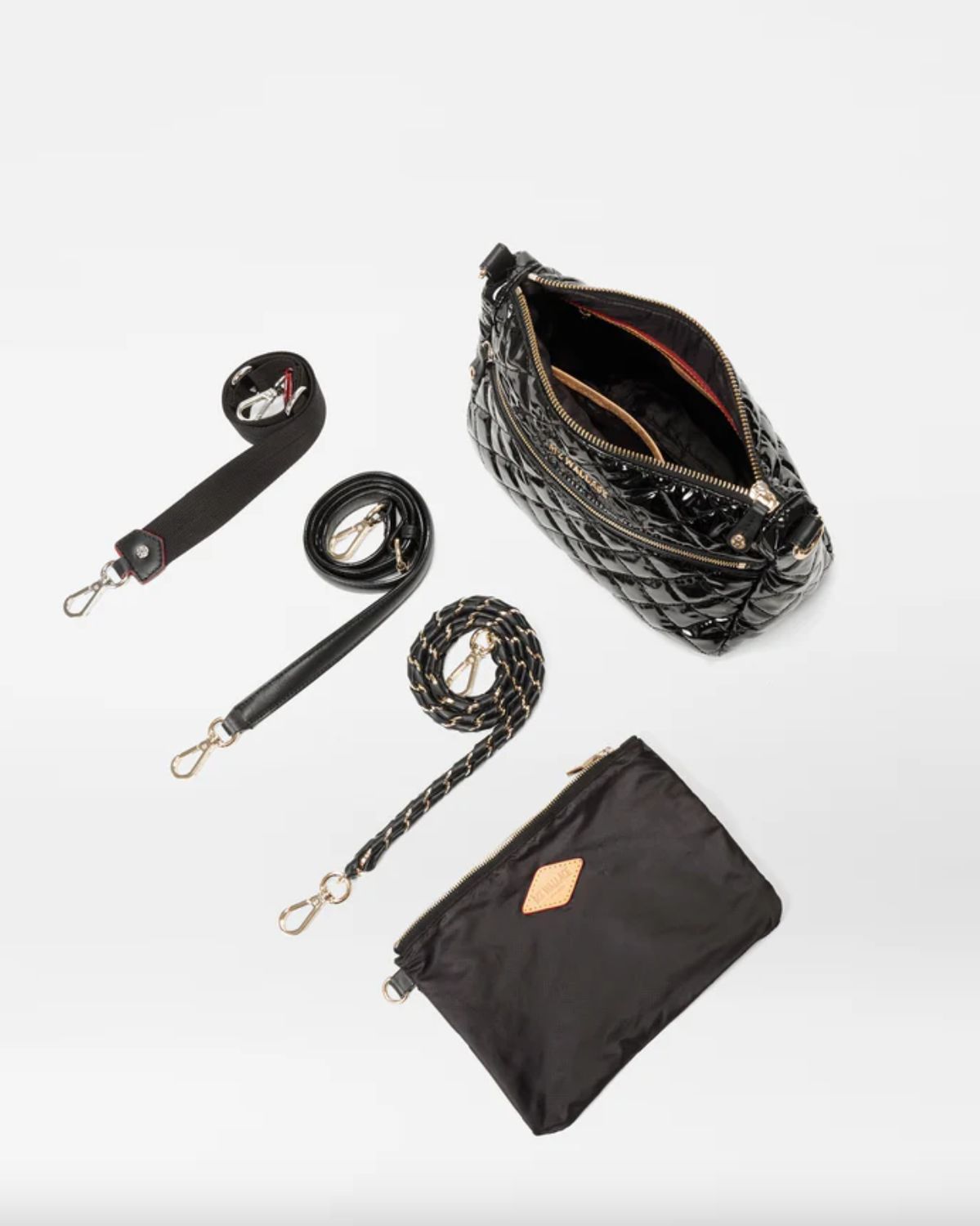 MZ Wallace Ella Crossbody Black Laquer