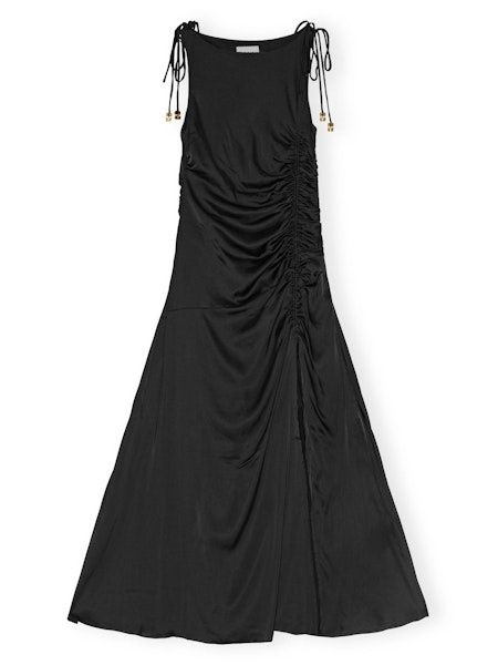 GANNI Satin Gathered Maxi Dress
