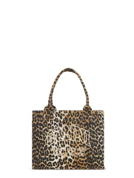 GANNI Large Canvas Leopard Tote, Color: LEOPARD