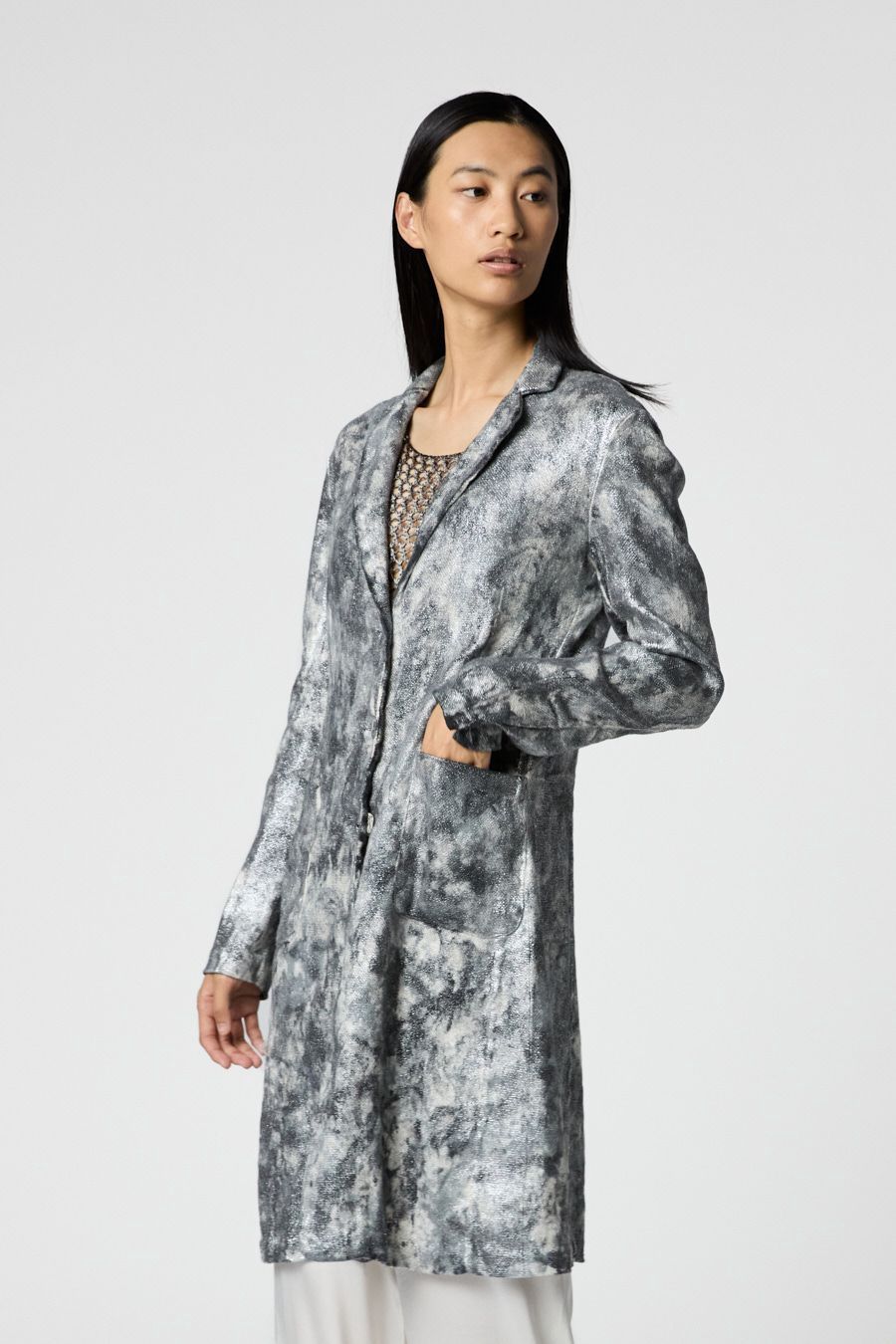 Avant Toi Grey Camo Duster, Color: MERCURIO, Size: S