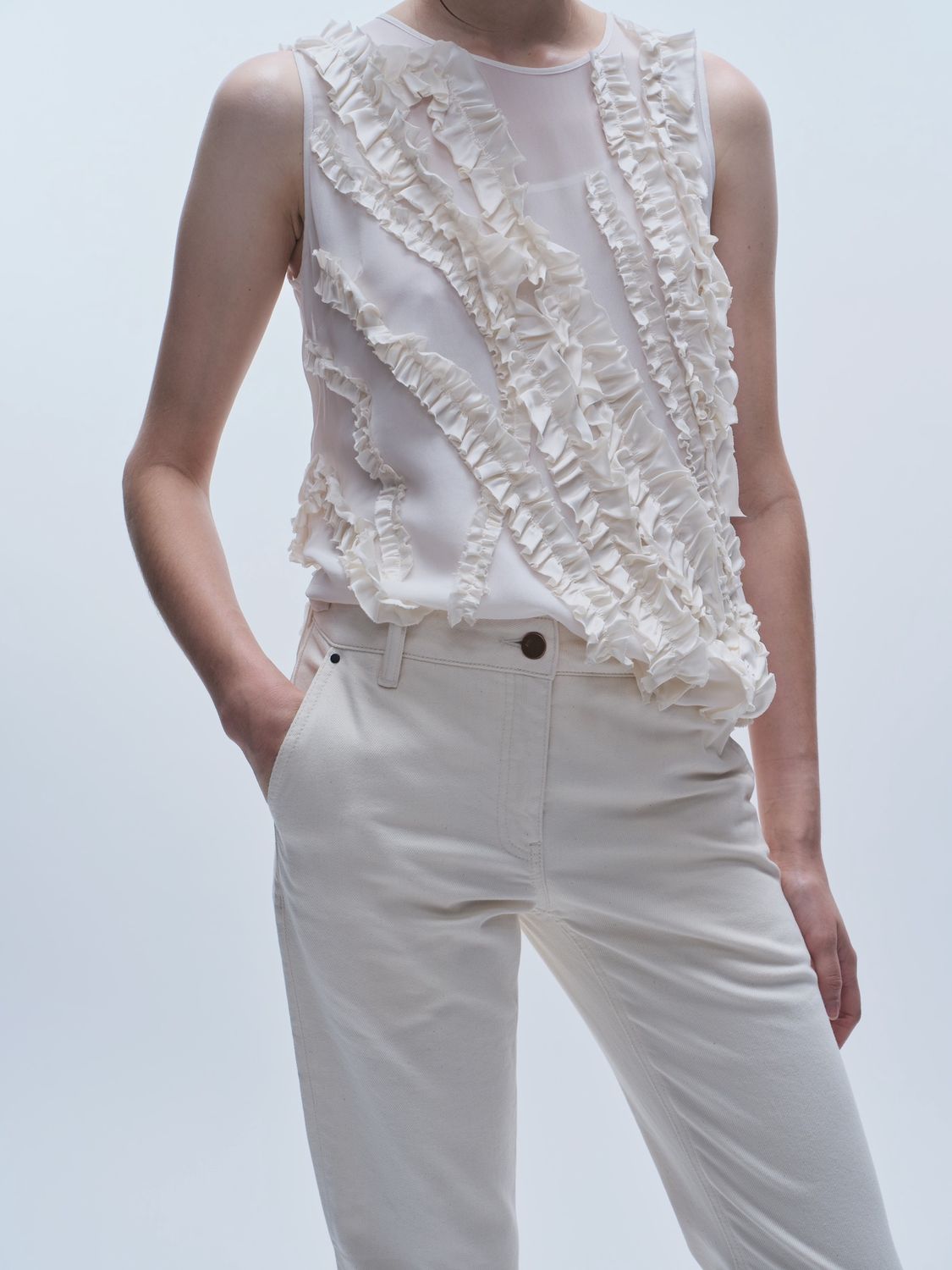 Saint Art Naomi Sleeveless Blouse, Color: IVORY, Size: XS