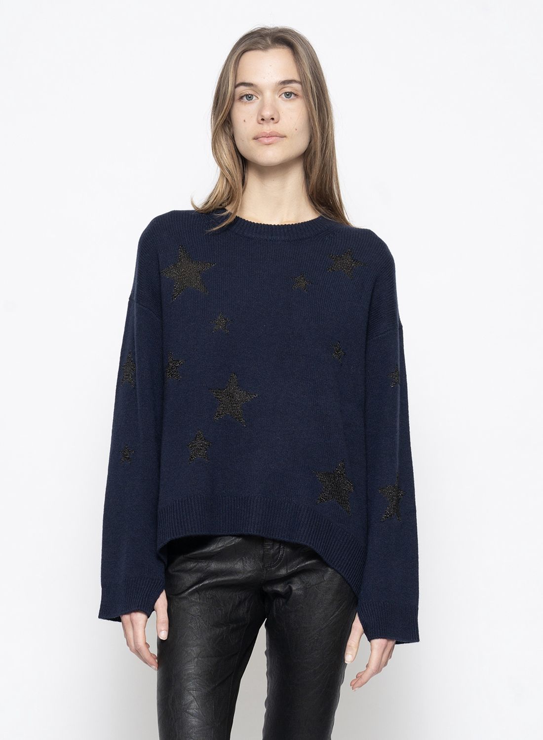 Zadig &amp; Voltaire Markus Sweater with Stars, Color: NAVY, Size: XS