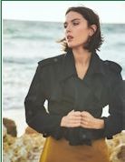 Nouvelle Silk Kensington Trench Cropped Jacket, Color: Black, Size: XS