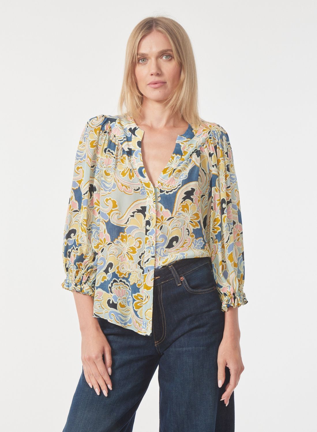 Gilner Farrar Kayla Blouse in Cotswold Print, Color: COTSWOLD PRINT, Size: XS