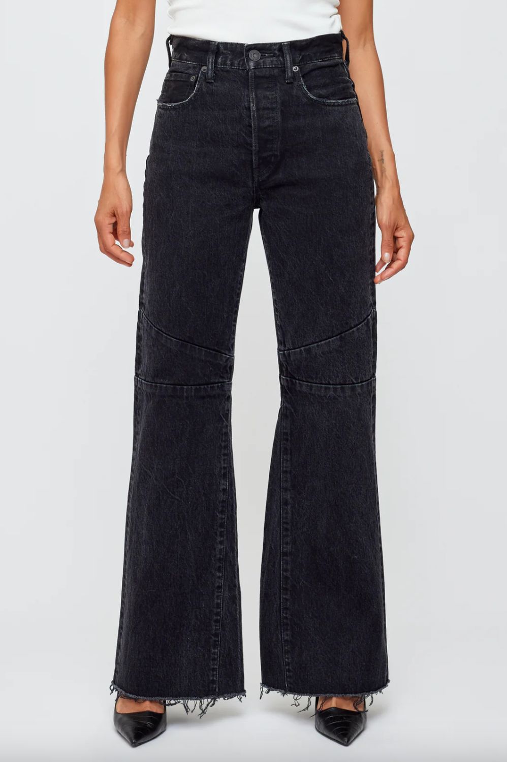Moussy Angeline Switching Flare Jean in Black