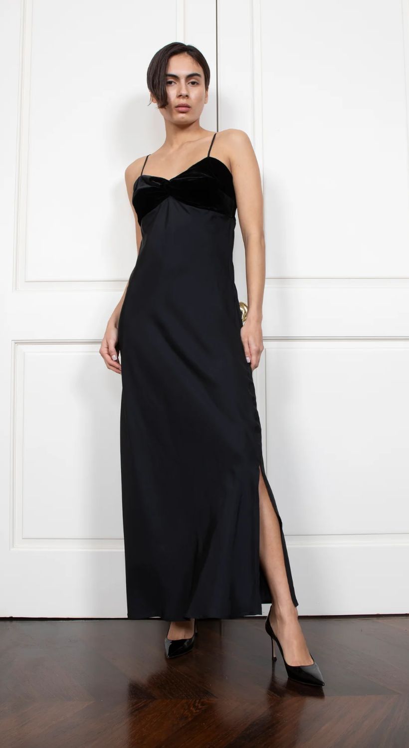 Gold Hawk Goldie Long Bias Dress in Black