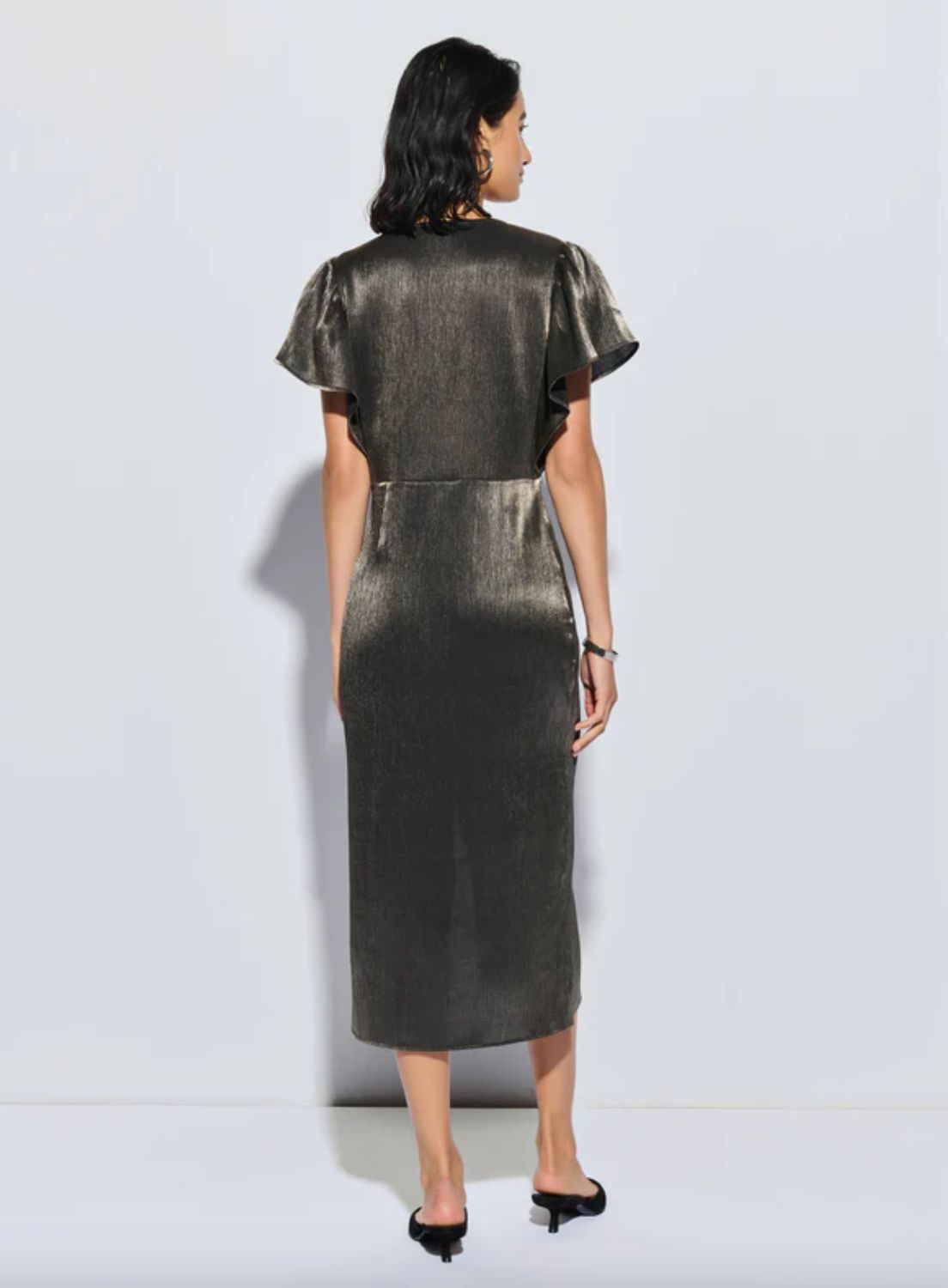 Nation Pamela Midi Dress in Graphite Foil