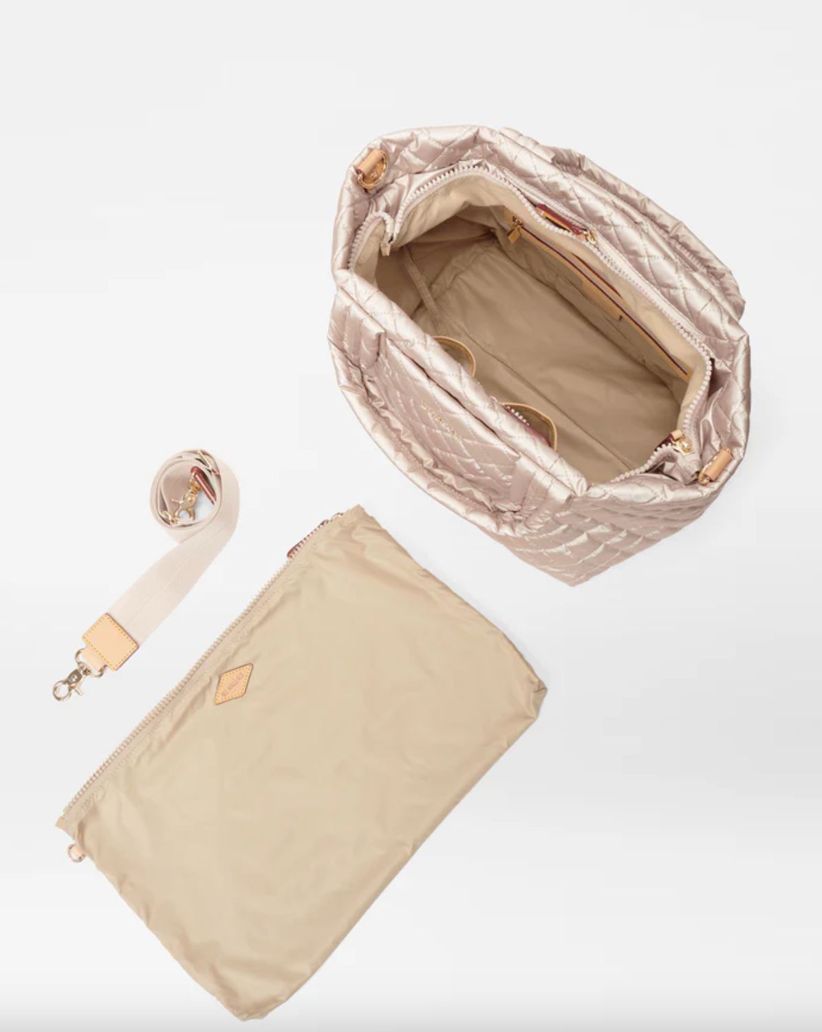 MZ Wallace Small Metro Tote Deluxe in Pale Rose Gold Metallic