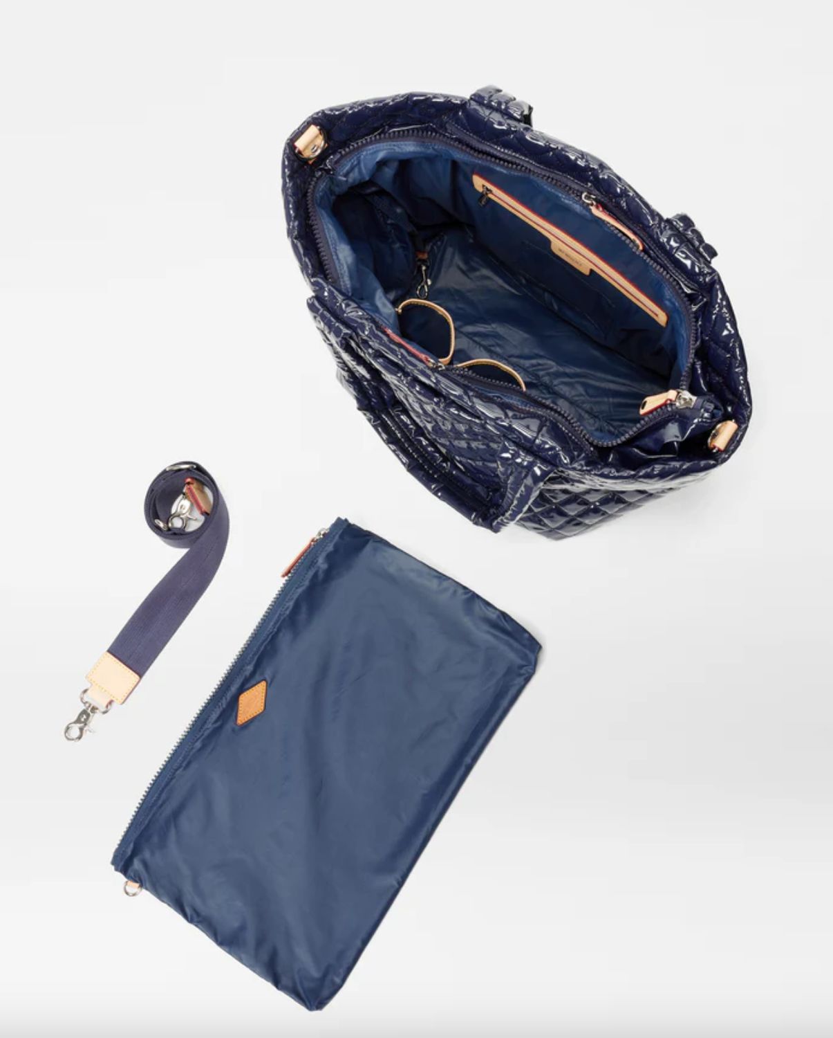 MZ Wallace Medium Metro Tote Deluxe in Navy Lacquer