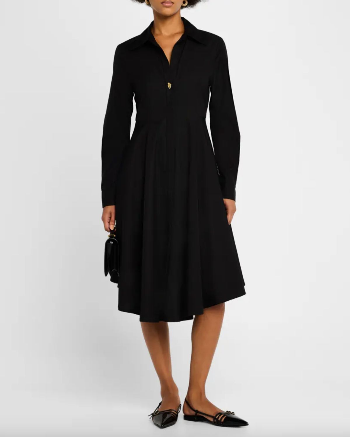 Derek Lam Helene Asymmetrical Shirt Dress in Black