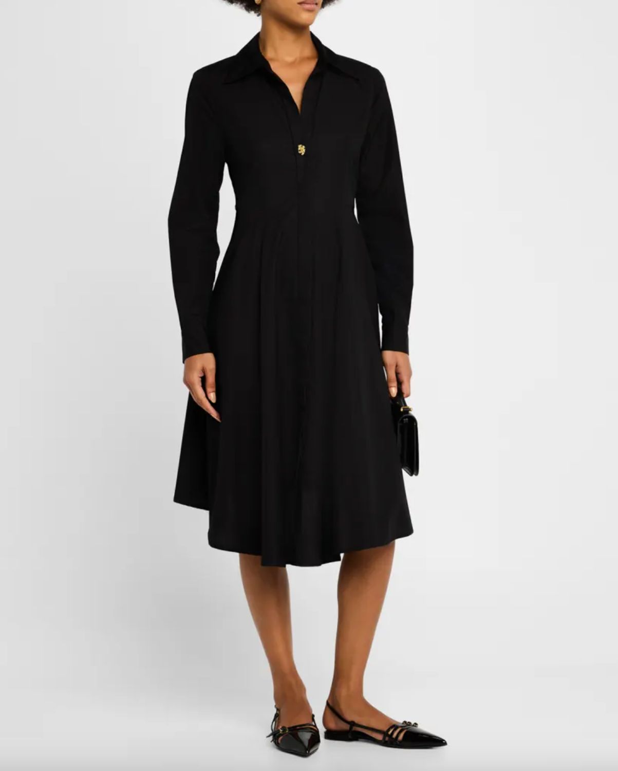 Derek Lam Helene Asymmetrical Shirt Dress in Black