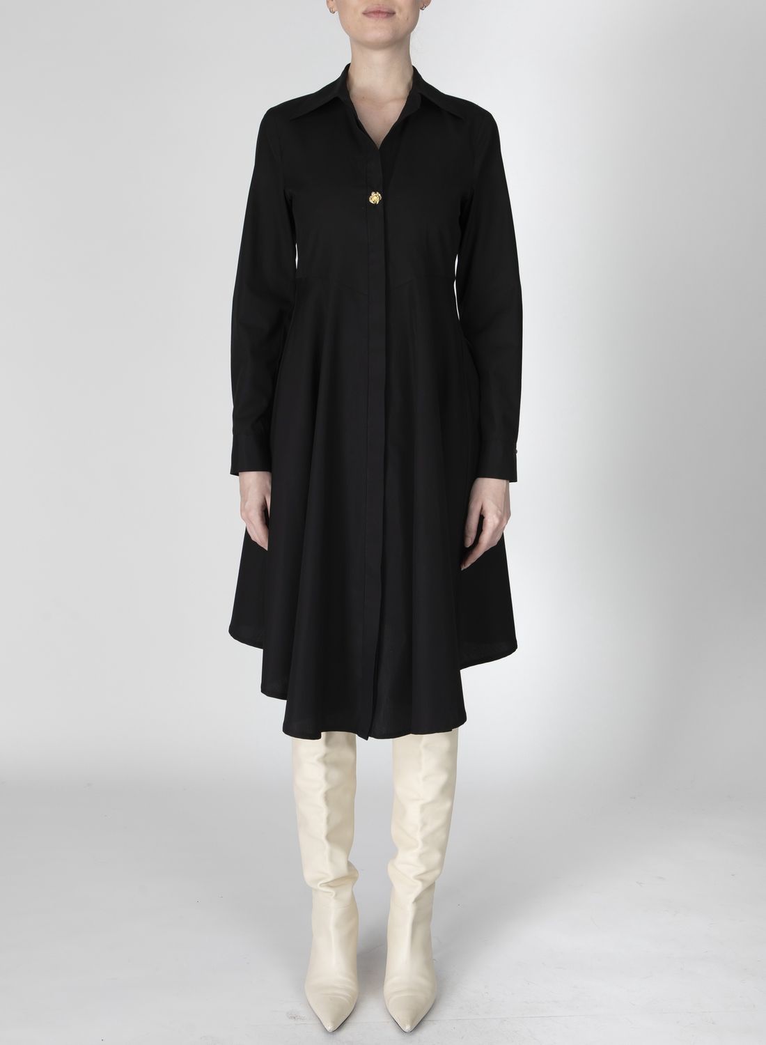 Derek Lam Helene Asymmetrical Shirt Dress in Black