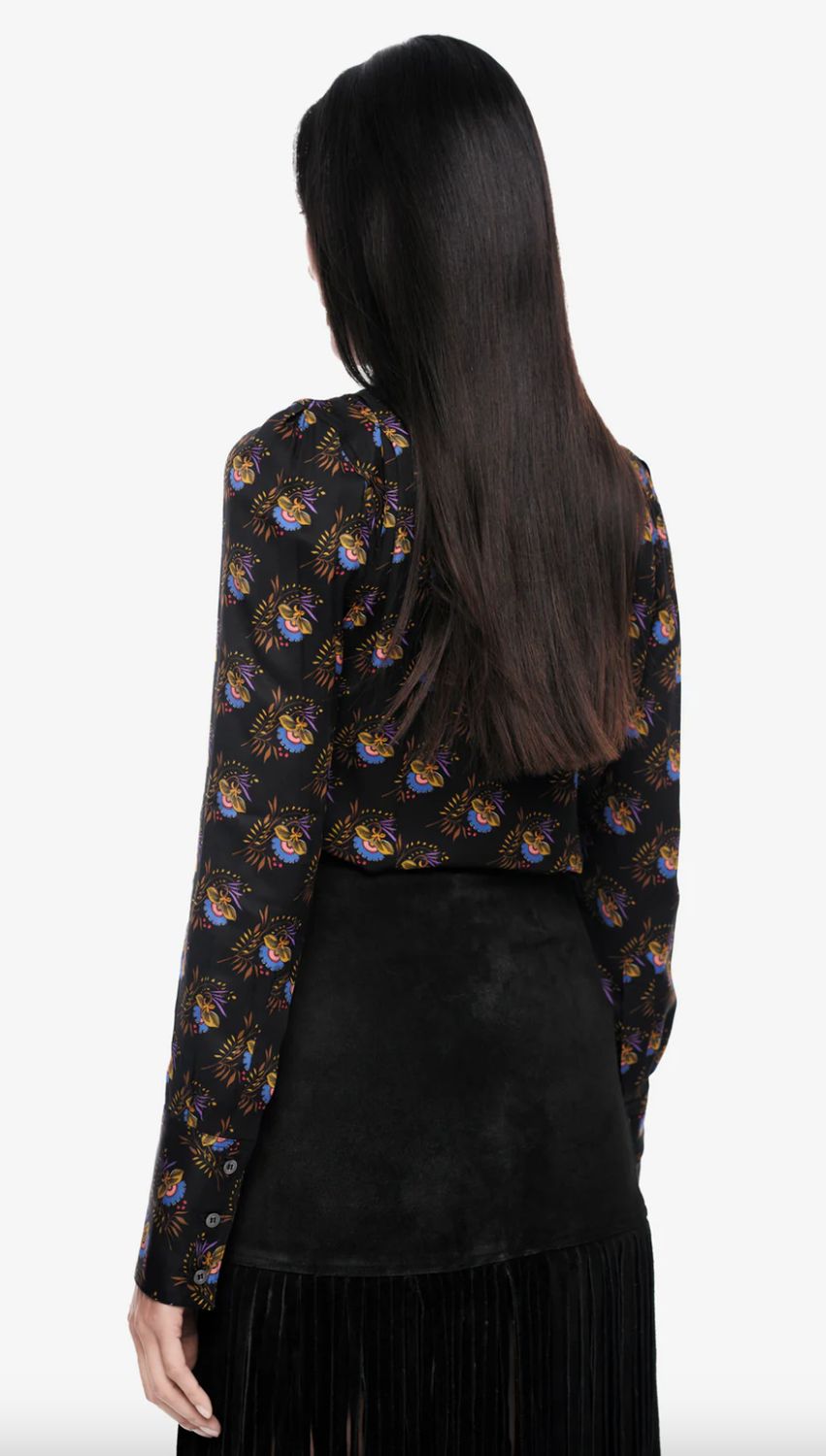 Smythe Box Pleat Floral Shirt in Black