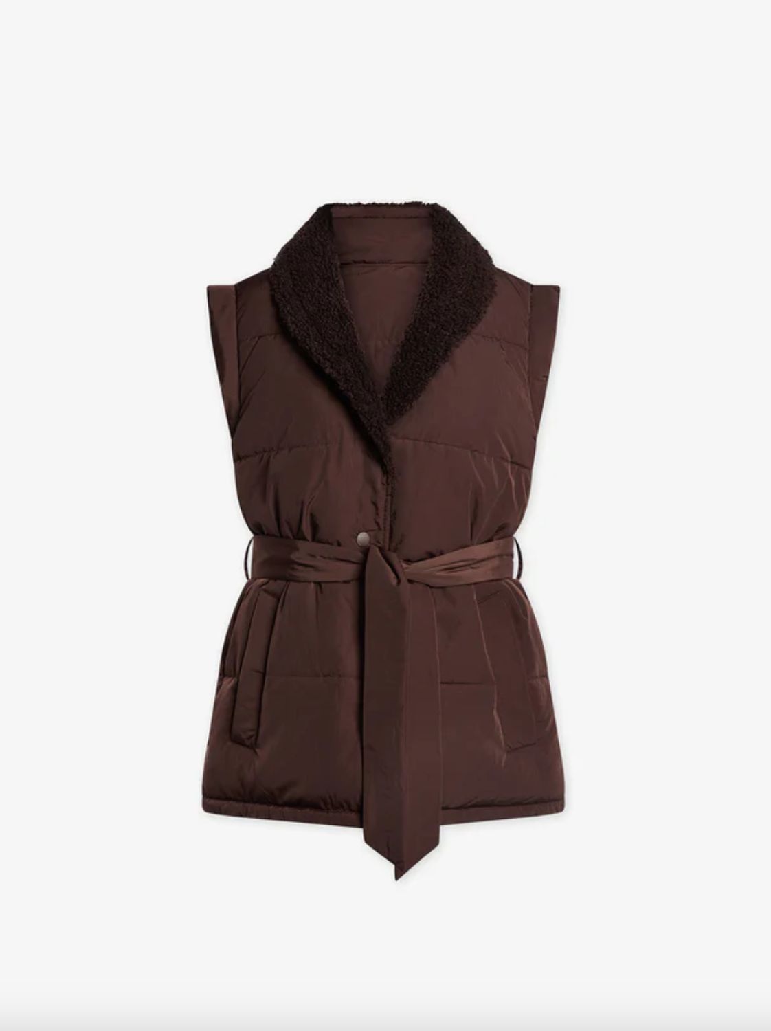 Varley Lanville Reversible Gilet (Vest) in Chesnut/Coffee Bean