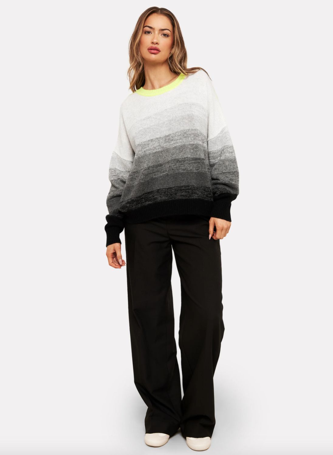 Brodie Cashmere Gradient Fade Crew Sweater