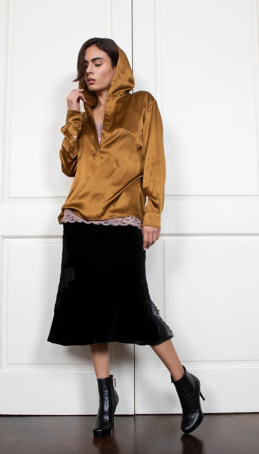 Gold Hawk Velvet Brigitte Skirt
