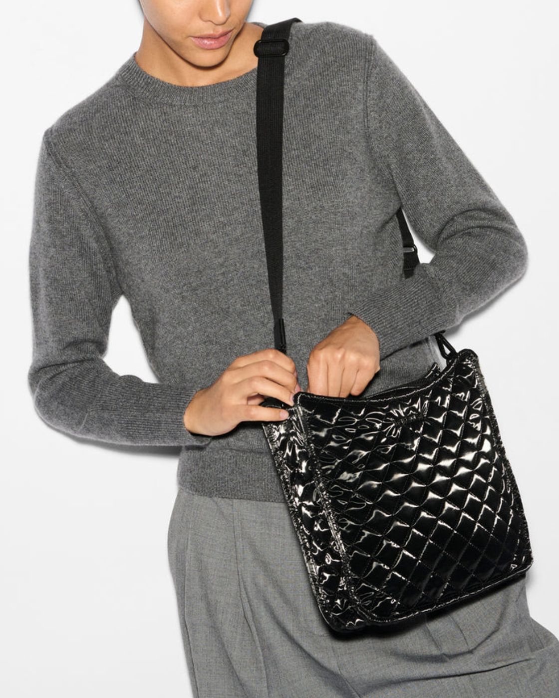 MZ Wallace Box Crossbody in Black Liquid