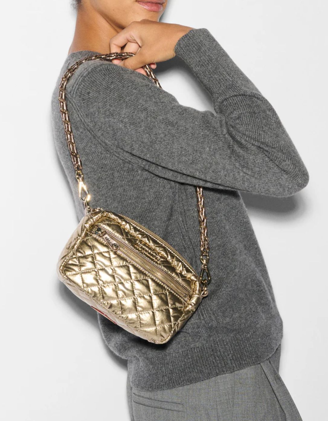 MZ Wallace Mini Crosby in Antique Gold Metallic