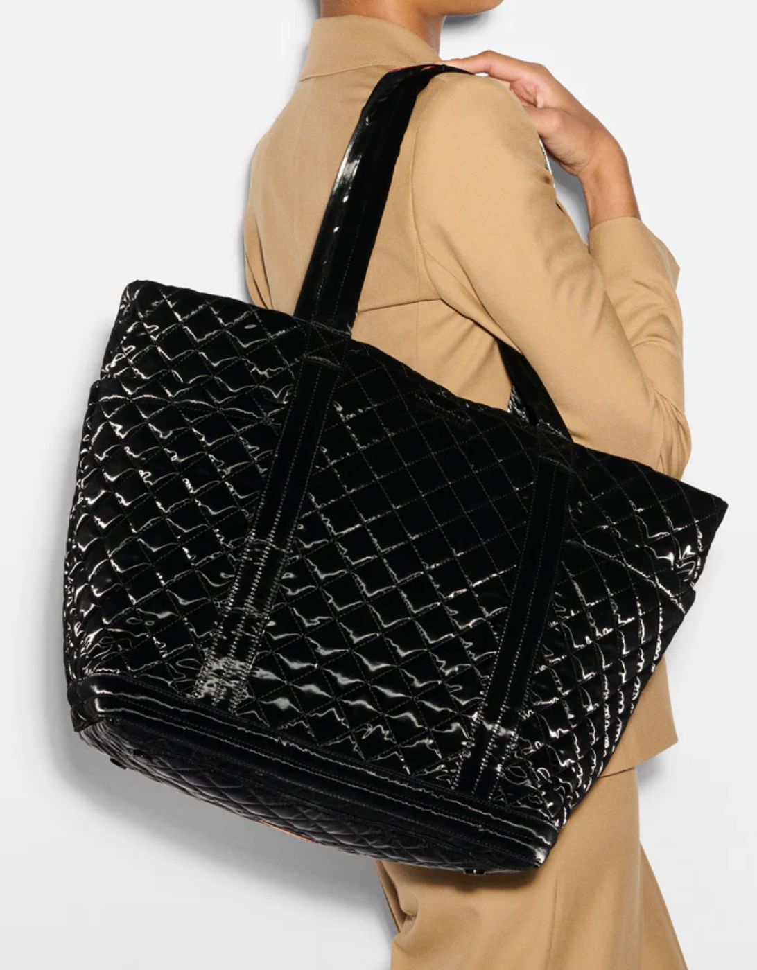 MZ Wallace Large Empire Tote in Black Liquid
