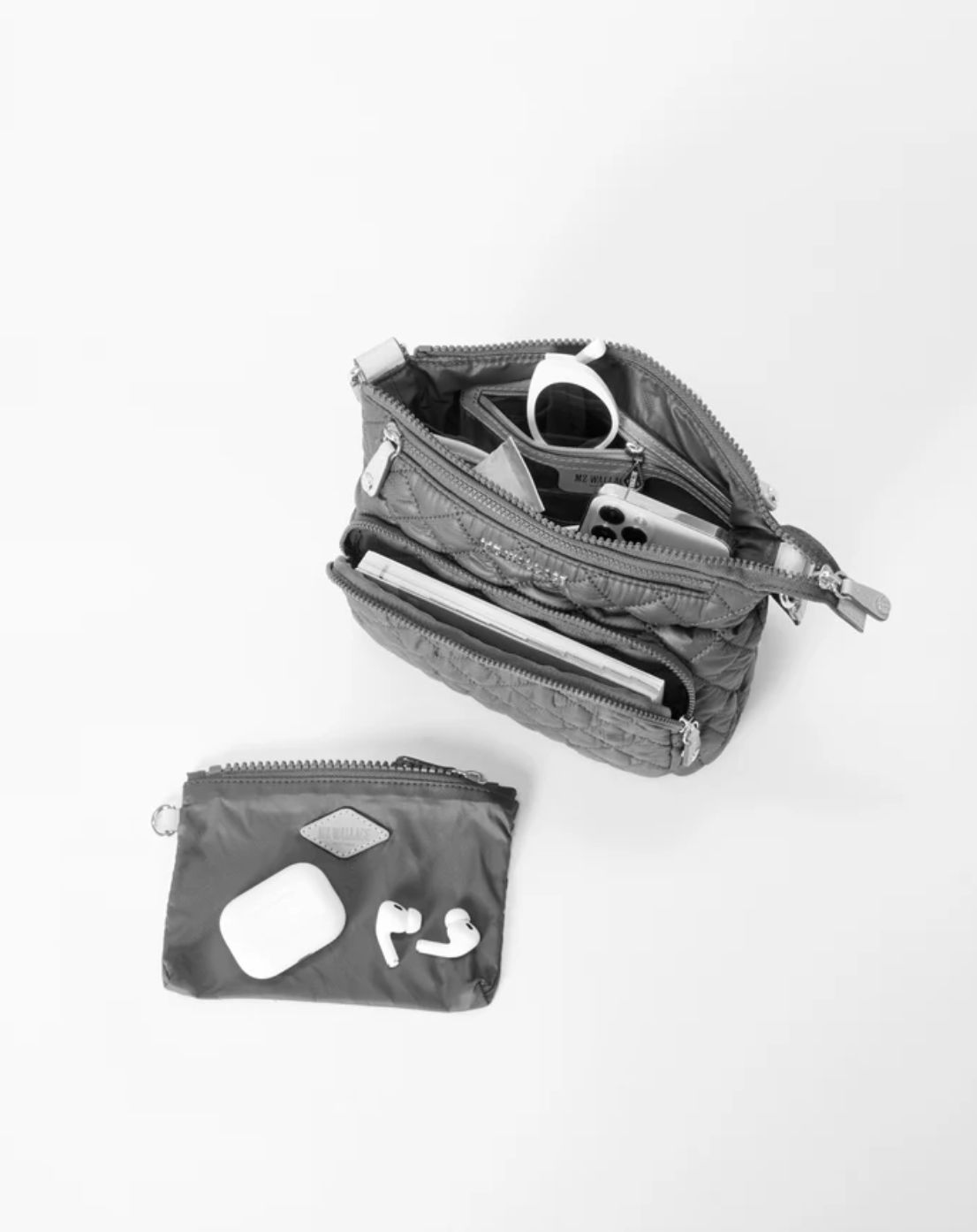 MZ Wallace Metro Scout Deluxe Crossbody in Black Liquid