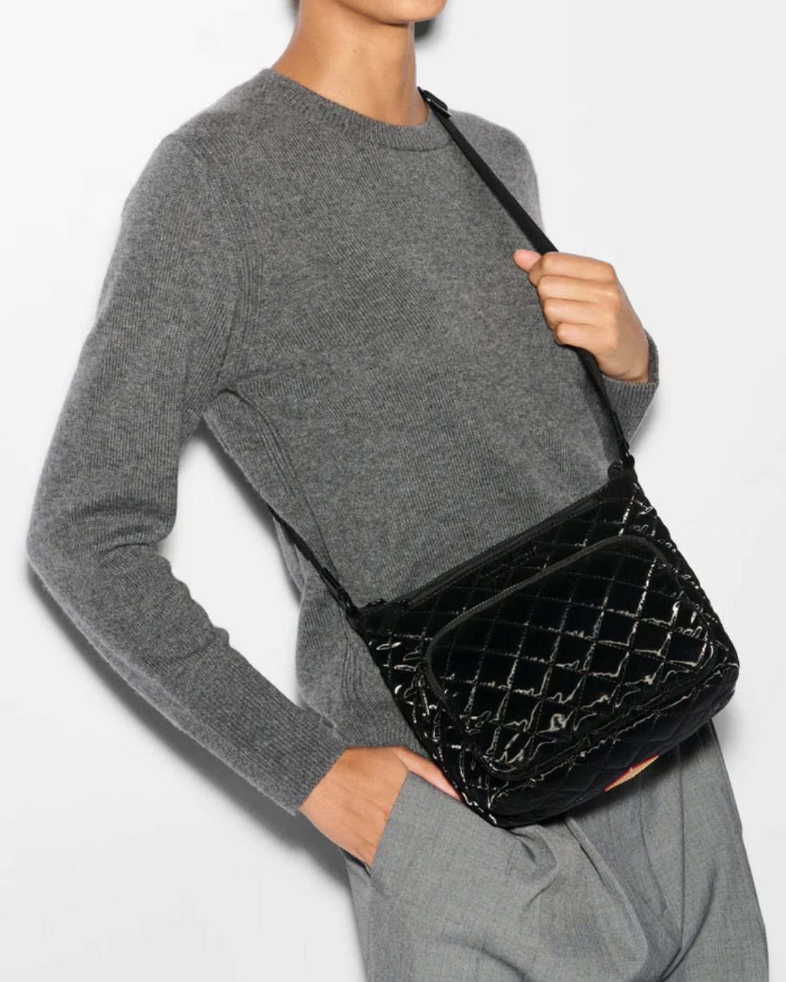MZ Wallace Metro Scout Deluxe Crossbody in Black Liquid