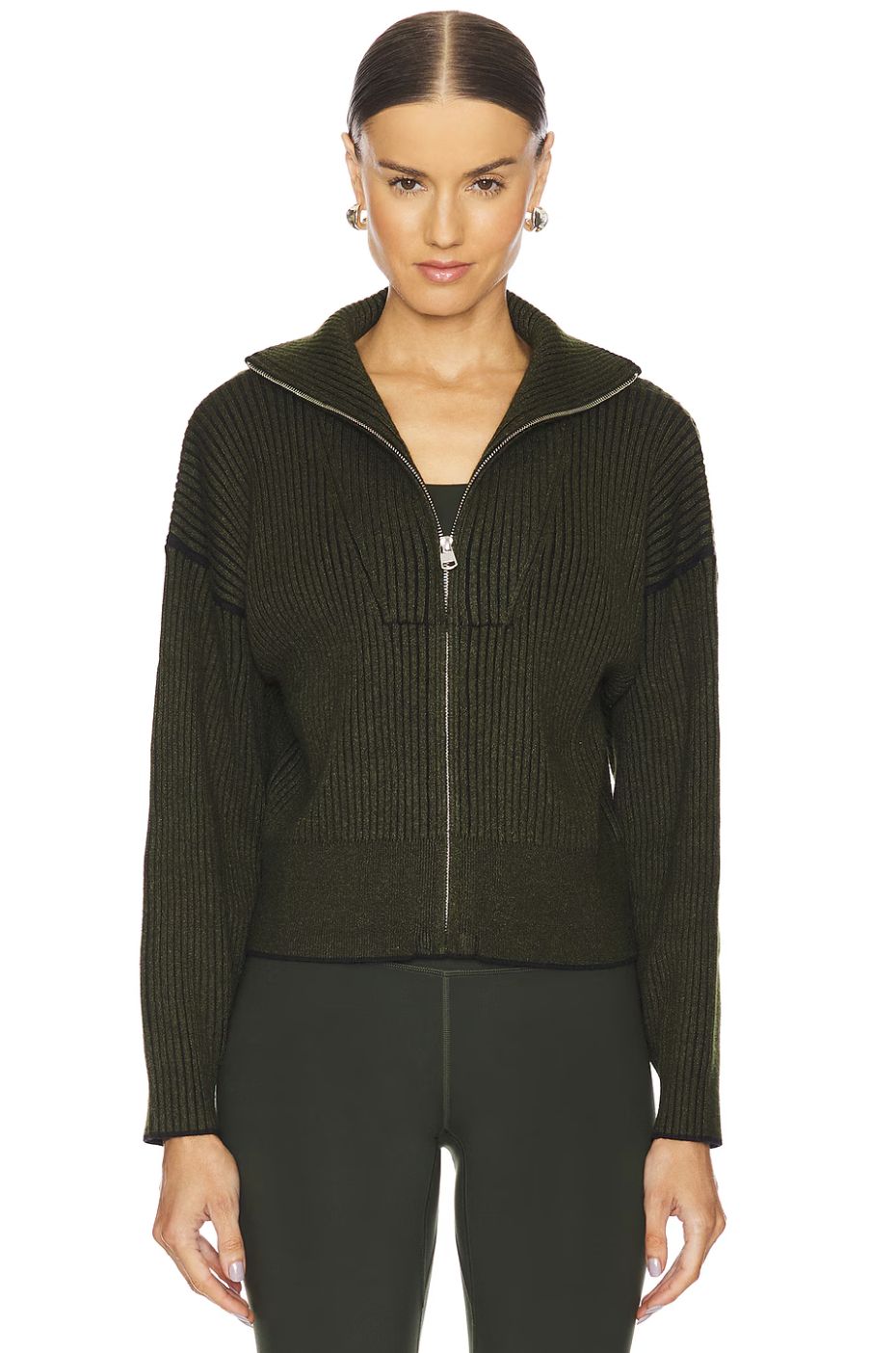 Varley Carmen Rib Knit Zip-Through Sweater